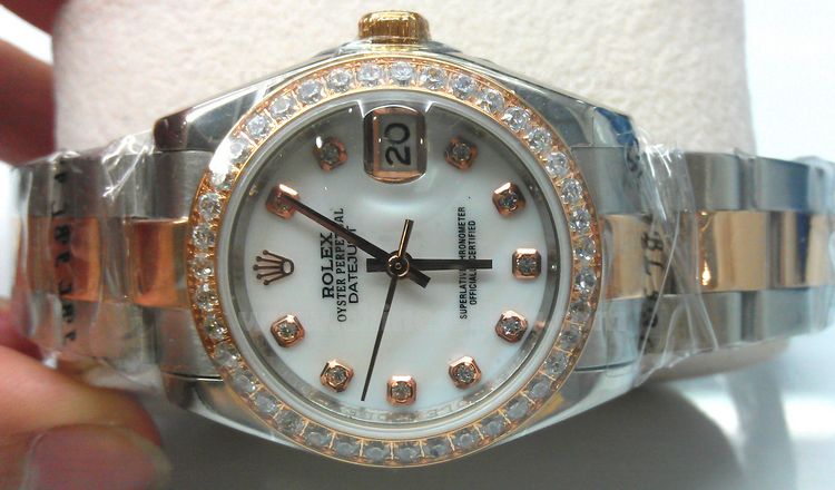 2-Tone Rose Gold Rolex Datejust Replica Watch Diamond Bezel